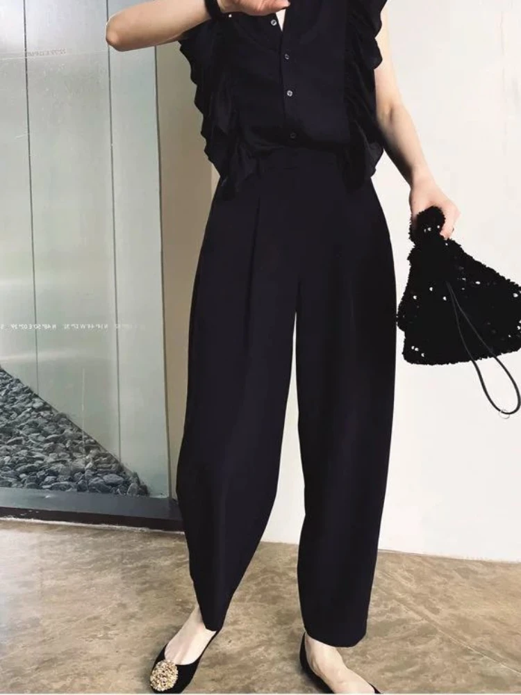 

Брюки-шаровары женские весна-лето новый корейский стиль с высокой талией стройные плиссированные брюки длиной до щиколотки свободные повседневные брюки для поездок на работу