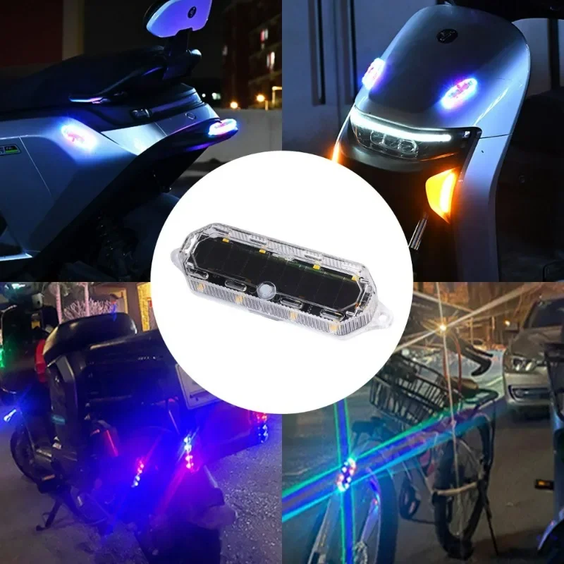 Solar Anti-Rear Strobe Lights Car Motorcycle LED Solar Energy Flashing Warning Light Night Riding Anti Collision Signal Lamp