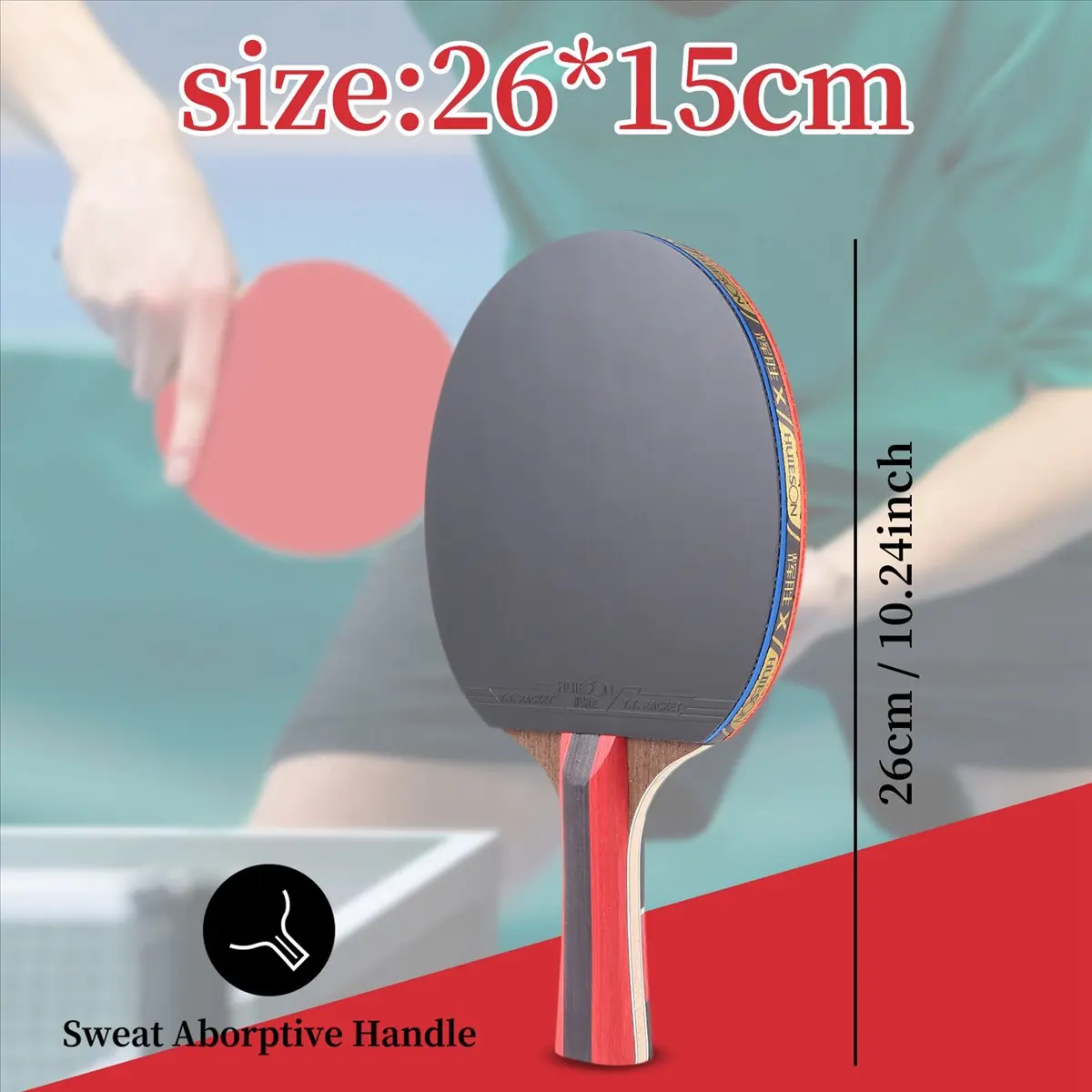 ABJV  Super Powerful Pong Racket Bat, Table Tennis Racket Sticky Pimples(Penhold-Hands Grip)