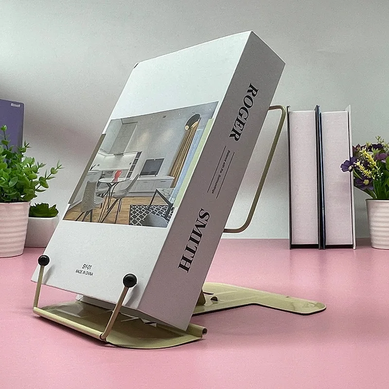 الحديد قابل للتعديل حامل القراءة معكرون اللون القراءة الرف المحمولة للطي كتاب حامل منظم مكتب مكتب الملحقات #4