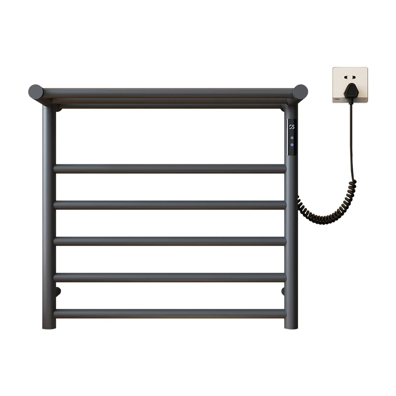 bathroom toilet kitchen wall mounted  electric thermostatic  black stainless steel Towel Rack with disinfection and storage