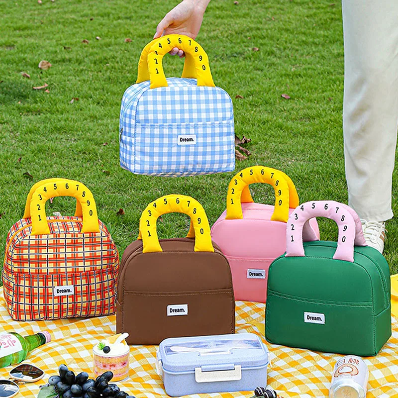 Cute Number Print Insulated Lunch Bag Leakproof Thermal Cooler Tote Portable Food Storage For Picnic And School