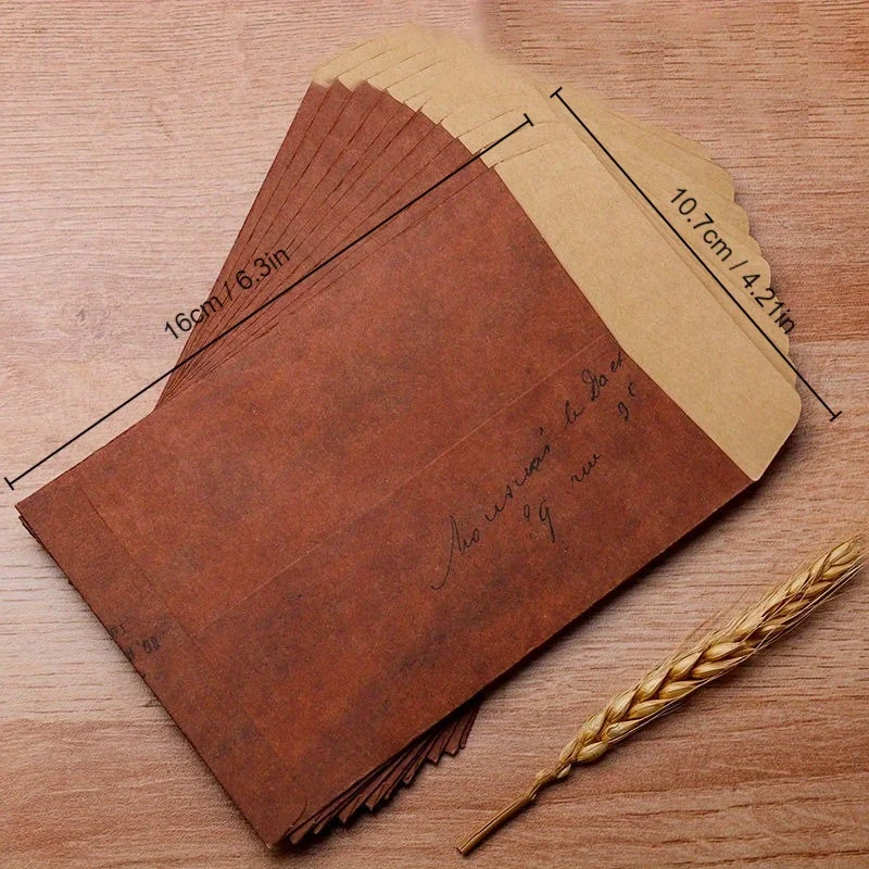 10pcs Vintage Kraft Paper Envelopes, Wedding Party Invitation Card Envelopes, Multifunctional Paper Envelope