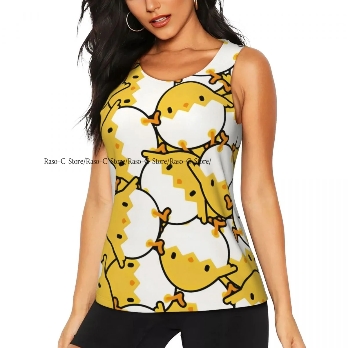 Women Fitness Sexy Yoga Vest Little Chicken Background Gym Sports Top Tank Female