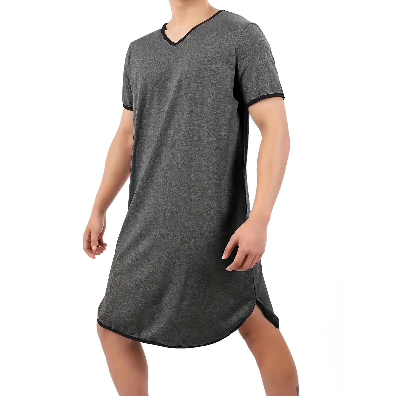 Men's Thin Lengthened Modal Pajamas Loose Short Sleeved Skin Friendly Pajamas T-Shirts Household Clothes Home Wear Loungewear