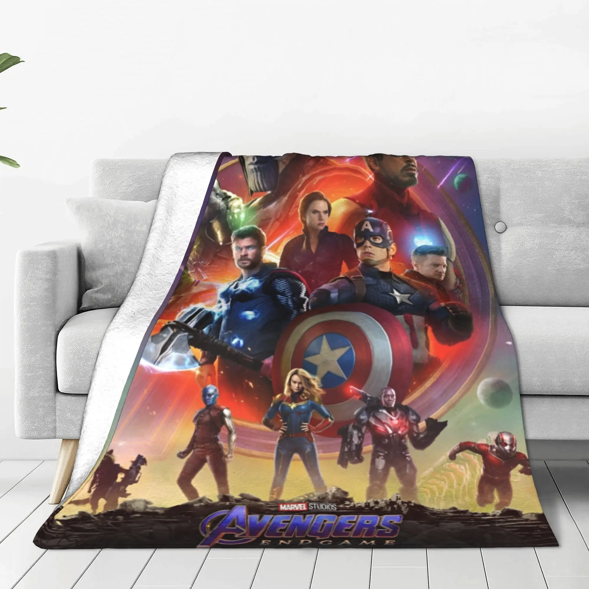 Avengers Superhero Iron Man Flannel Throw Blanket Thanos Hulk Spider-Man Blankets for Sofa Travel Super Warm Quilt Breathable