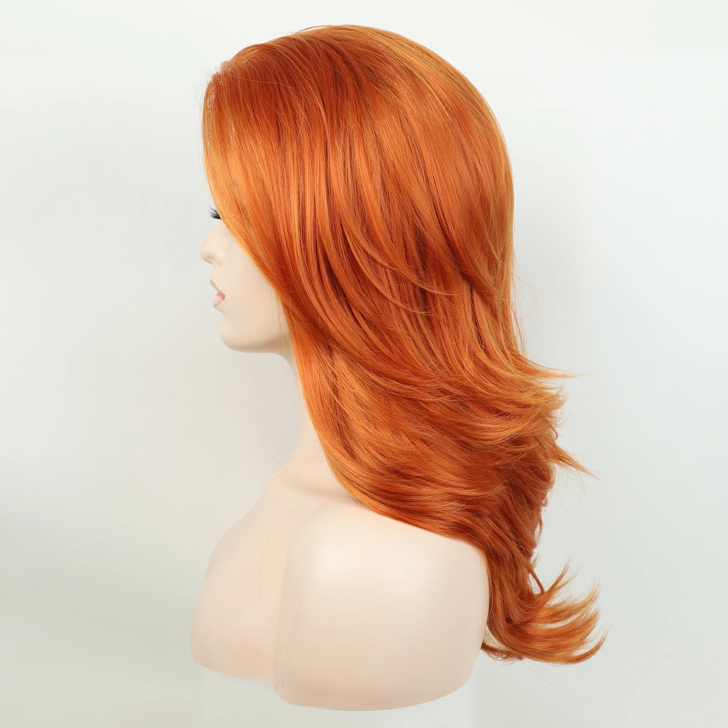 Synthetic Orange Wig for Woman Long Body Wave Hair Cosplay Lolita Party Natural Heat Resistant Wigs Fiber Daily Wear Hair