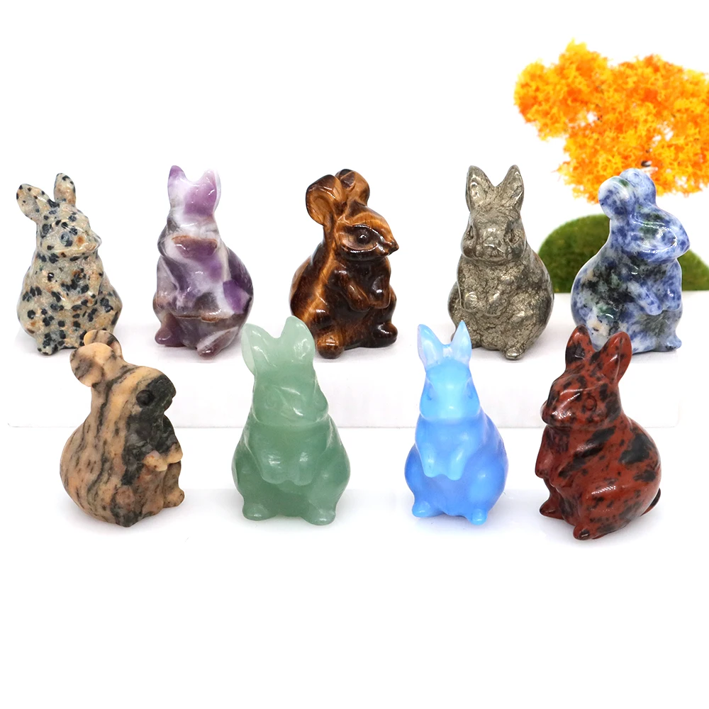 Natural Crystal Stone Rabbit Elf Figurine Healing Amethyst Rose Quartz Gemstone Animal Bunny Carving Healing Home Decor Gift - Image 6