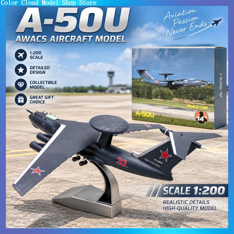 1/200 Scale Beriev A 50U AWACS Aircraft Diecast Alloy Military Plane Model Display Collection Decor