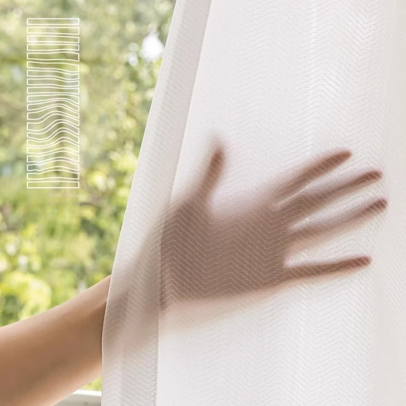 

Жаккардовая трехмерная белая марлевая прозрачная и непрозрачная марлевая занавеска с узором «елочка» для гостиной и спальни