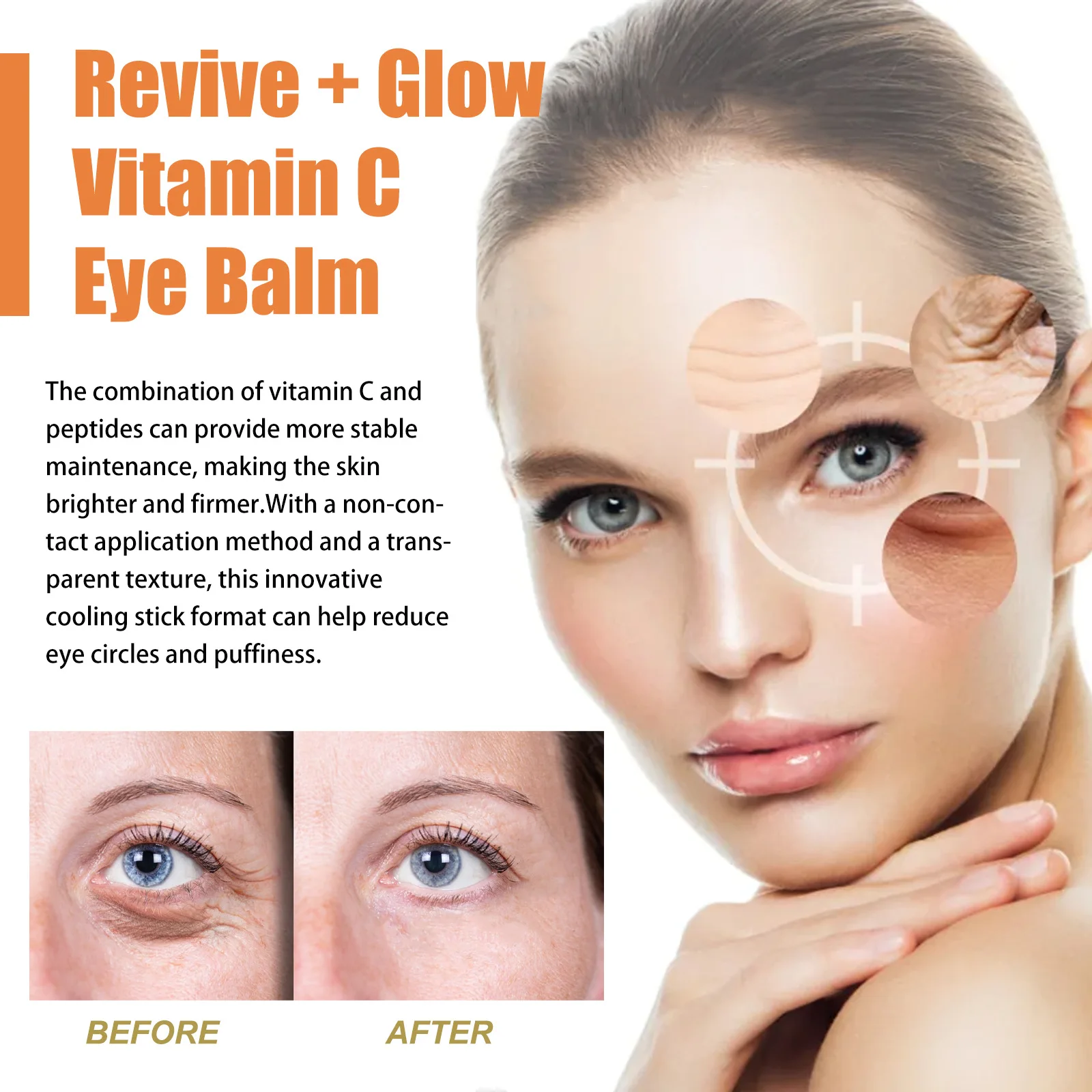 

Vitamin C Eye Cream Stick Firming Tighten Skin Moisturizing Reduce Eye Bags Fine Lines Anti Aging Crow‘s Feet Under Eye Stick