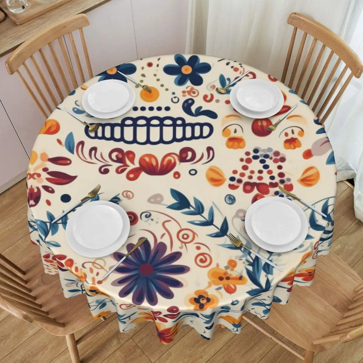 Custom Mexican Decorations Round Tablecloths 60 Inches Table Cover for Parties Table Cloth