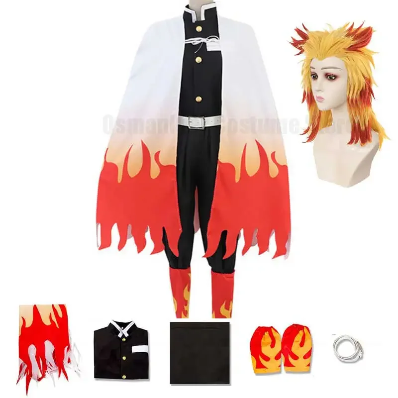 adulto-criancas-rengoku-kyoujurou-cosplay-criancas-homens-mulheres-kimetsu-nao-yaiba-traje-de-halloween