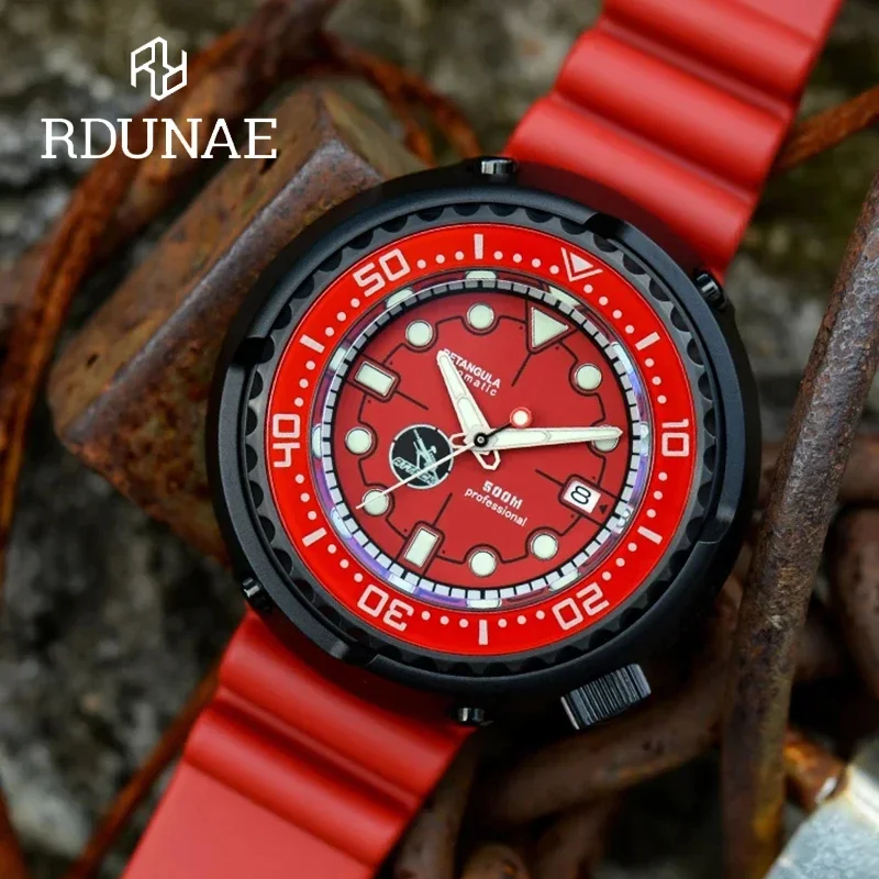 2025 New RDUNAE Men's Automatic Mechanical Watch NH35 Top of the line Sapphire Rubber Diver Waterproof Luminous reloj hombre