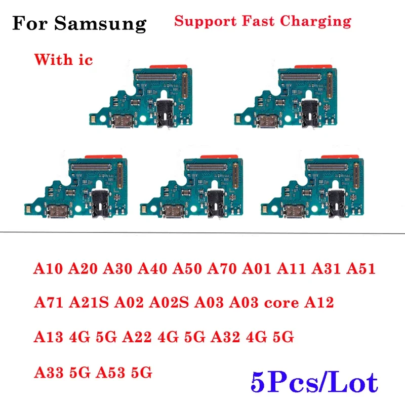 

5pcs usb charger board charging port for samsung a01 a11 a31 a51 a71 a21s a02 a03 a10 a20 a40 a50 a70 a12 a13 a22 a32 a33 a53