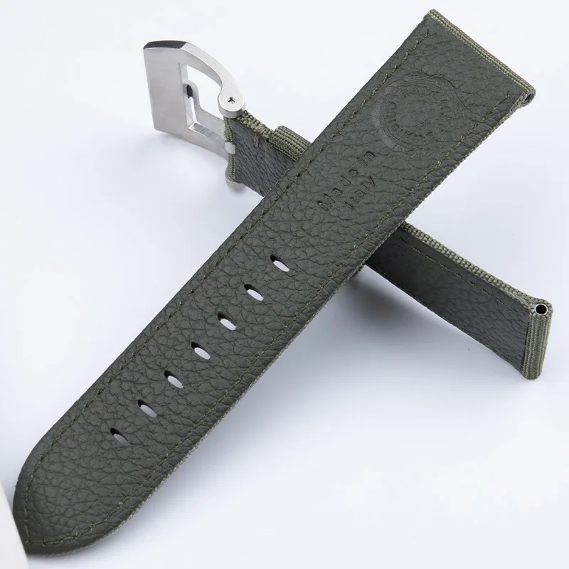 النايلون المنسوجة قماش حزام الساعات 24 مللي متر ل بانيراي حزام ل Luminor PAM01118 441 111 أسود أزرق أخضر رمادي حزام (استيك) ساعة سوار