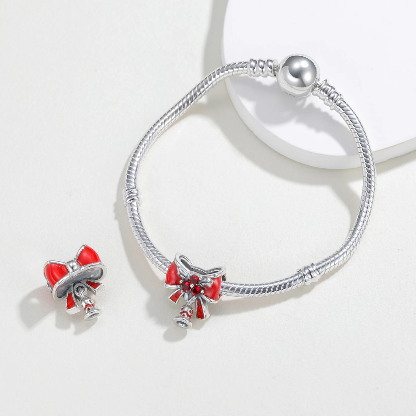 New 925 Sterling Silver Charms Christmas Bow Bead Fits Original Bracelet DIY Jewelry For Women's Fashion Gift