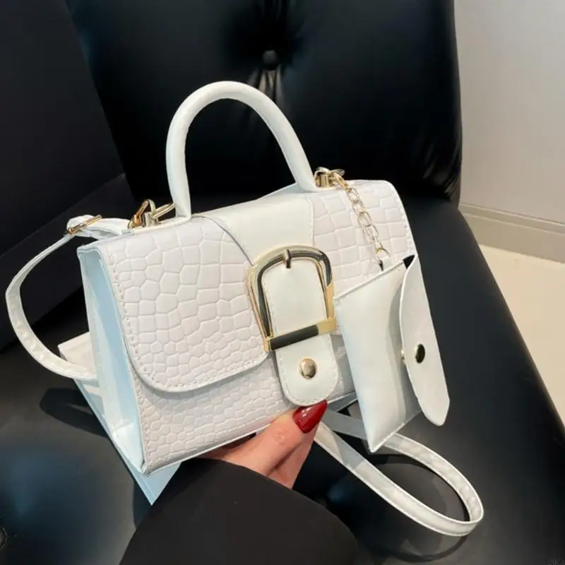 Fashionable 2 Pieces Set Tekstur Tangan Tas Bahu Kulit PU 20CA