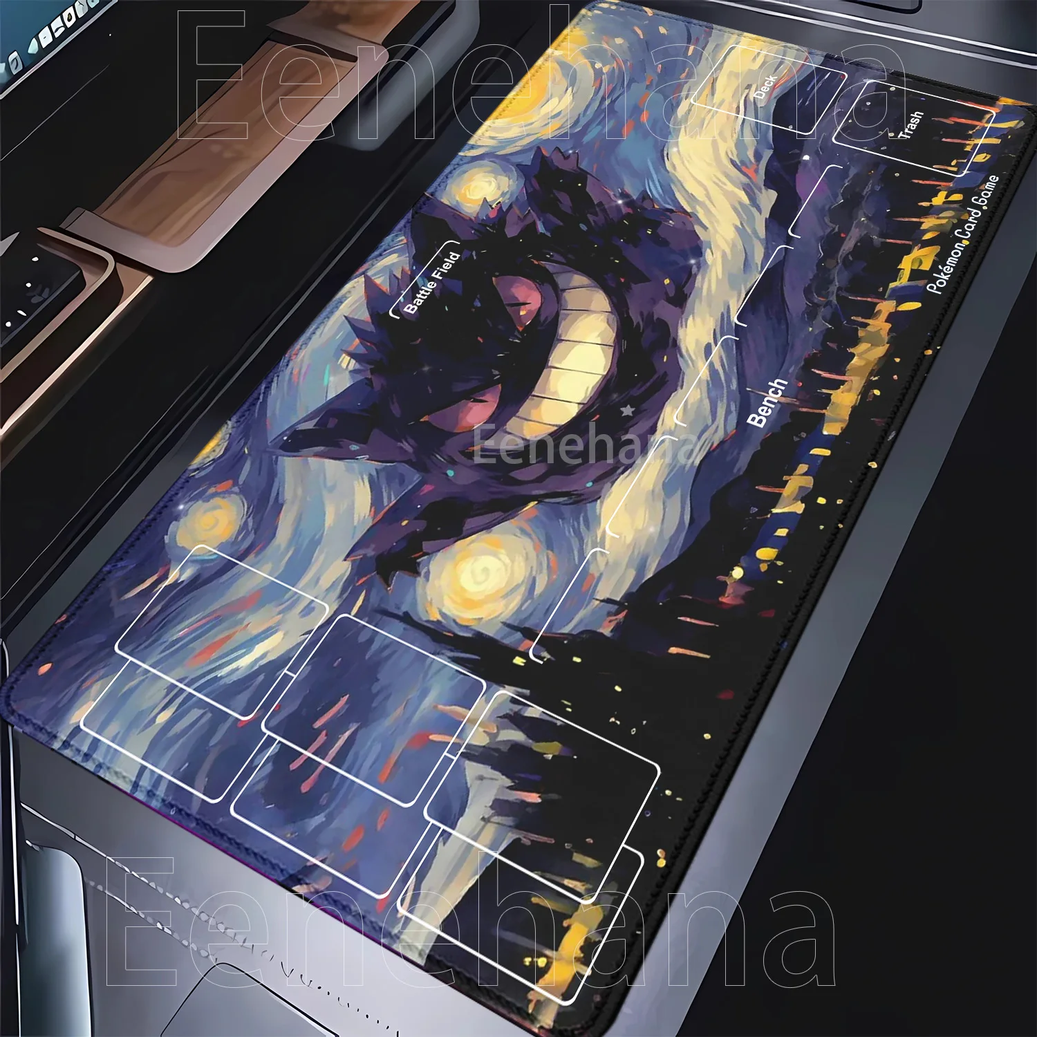 Mata do gier PTCG Gengar Anime Klawiatura Pokemon Eevee Podkładka pod mysz dla graczy Podkładka pod mysz do…