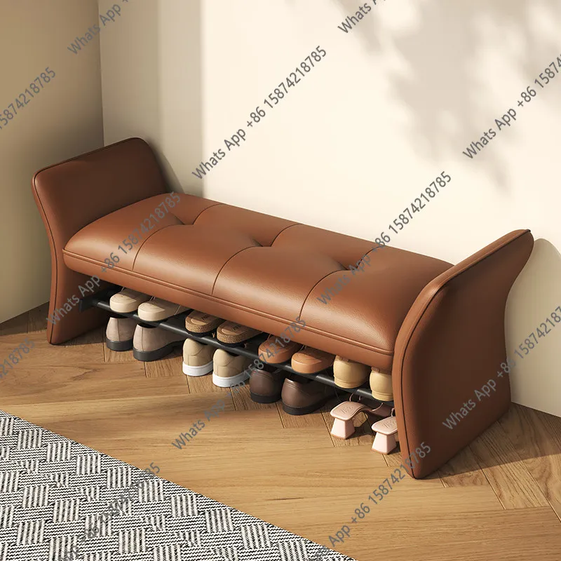 Cream vintage style shoe changing stool entrance shoe stool designer home multi-functional bench sofa