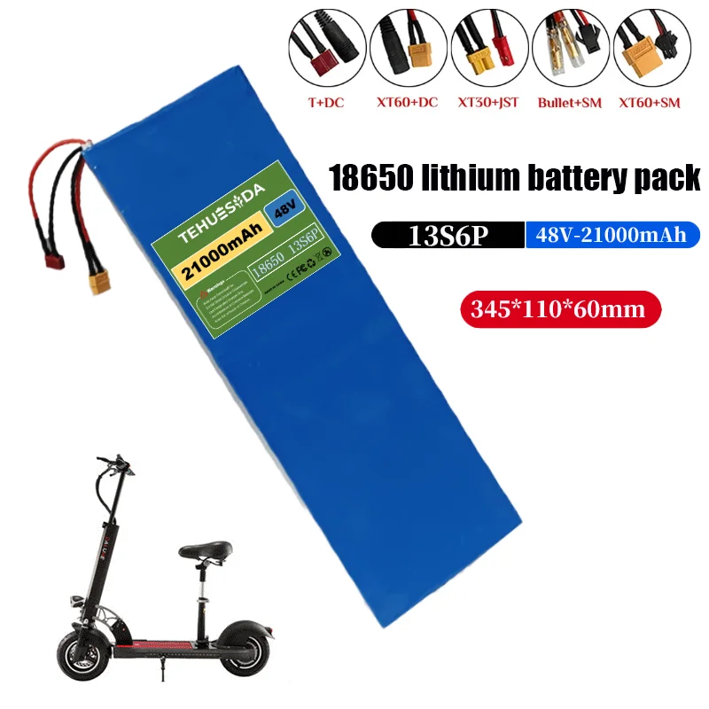48V 21Ah 18650 Lithium-ion Battery Pack 13S6P 21000mAh with BMS Protection Board  Long-lasting Battery Life   Strong Power