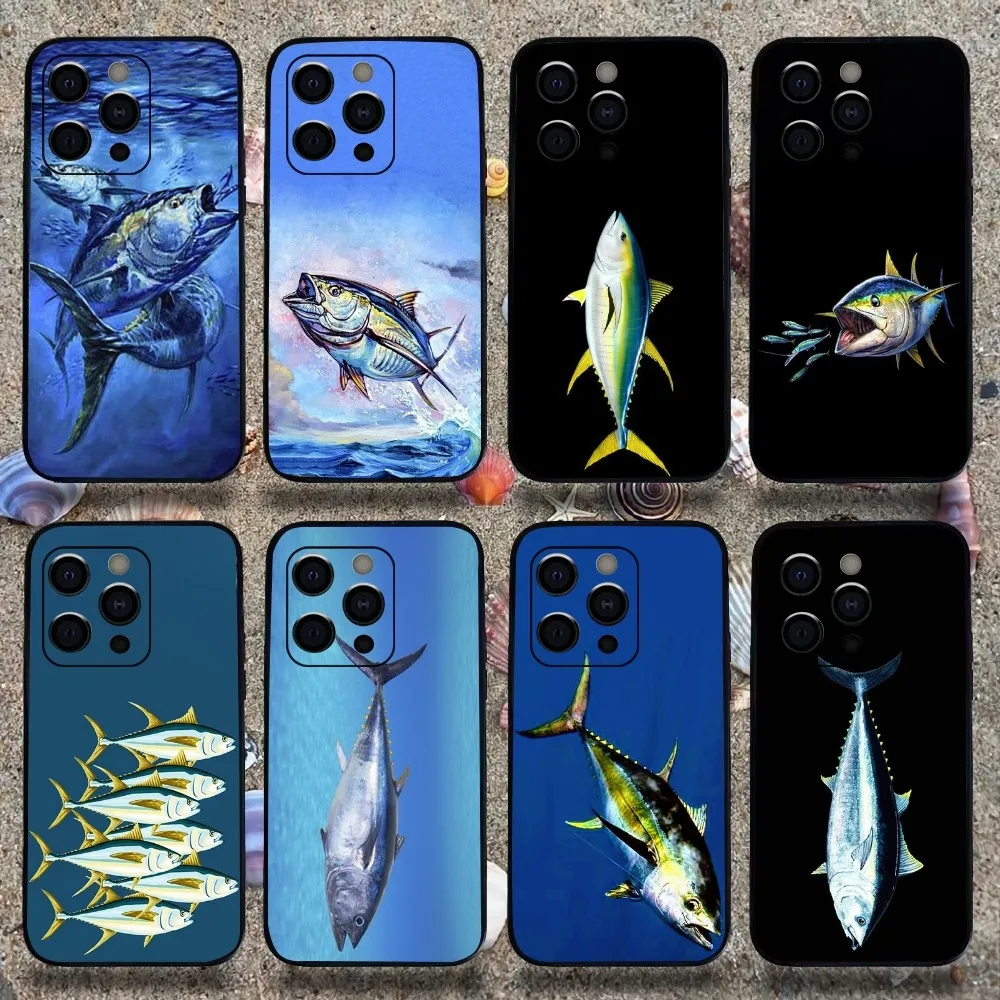 Bluefin Tuna sea fish Phone Case For Apple iPhone 15,14,13,12,11,Pro,X,XS,Max,XR,Plus,Mini Soft Black Cover