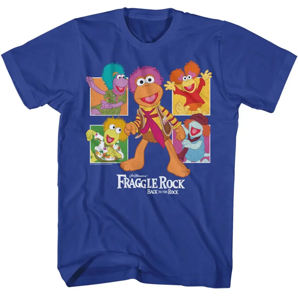 Fraggle Rock Puppets Gobo Mokey Wembley ber & Red Photo Blocks Men's T ShirtUnisex anime print pattern