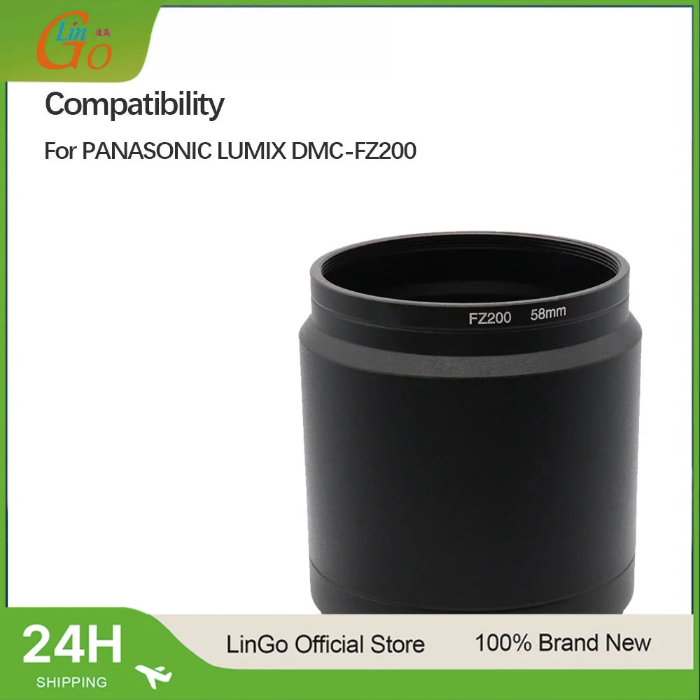 LinGo 58mm DC Lens Filter Adapter Ring For Panasonic Lumix DMC-FZ200 Camera DMW-LA7
