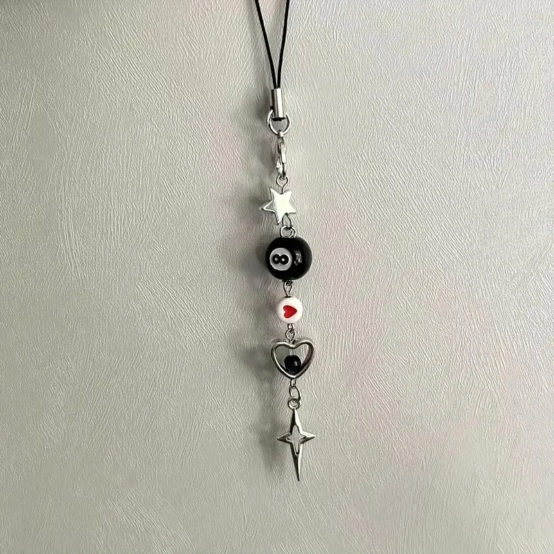 Star & Love Mobile Phone Chain, Sweet Cool Dark Mobile Phone Chain, Cute Mobile Phone Charm,  Keychain Pendant