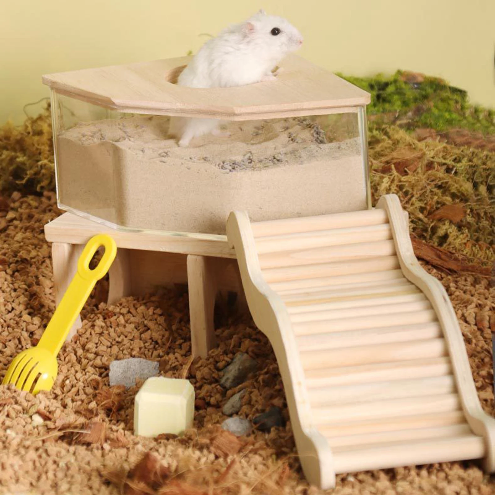 Wooden Hamster Climbing Ladder Bridge Hideout Hut Accessory Portable Climbing Exercise Equipment for Hamster Small Pet