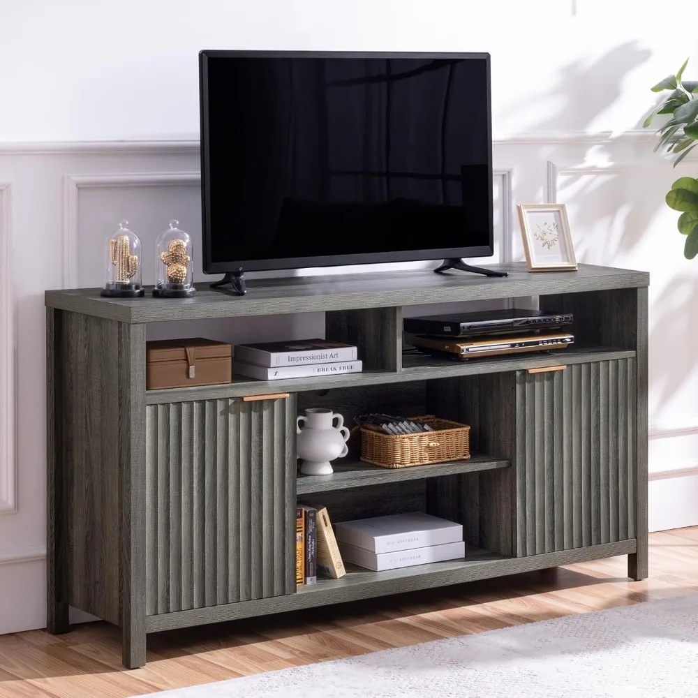 TV Stands for Living Room, Heavy Duty Entertainment Center with Storage, Mid Century Modern Television Stands for 50/55/60/65 TV