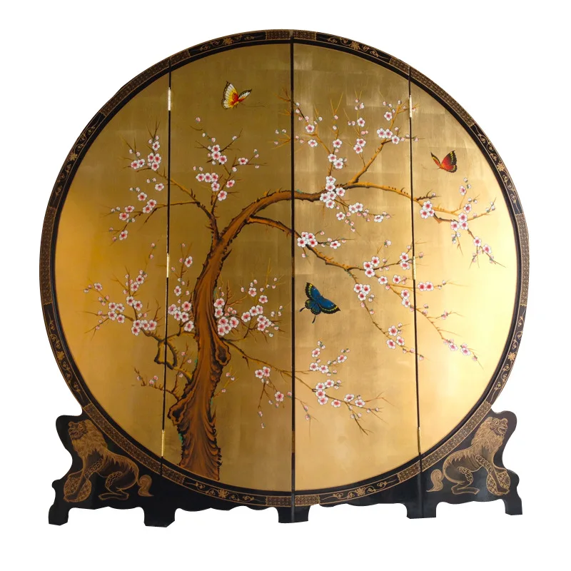 LMM folding screen hand-painted eyebrows screen Chinese classical furniture of Ming and Qing Dynasties