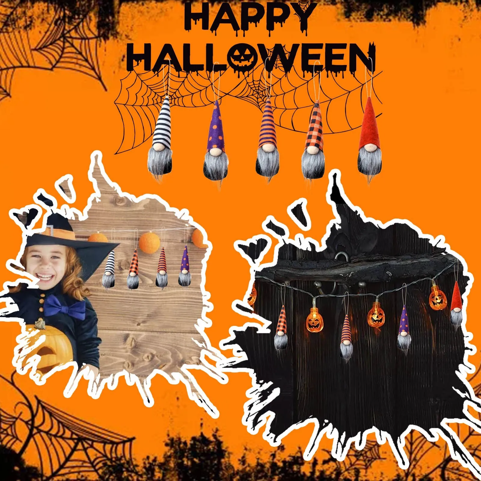 زينة الهالوين المعلقة القطيفة القزم قلادة صغيرة معلقة زخرفة لطيف دمية مجهولي الهوية تمثال المنزل ملحقات الدعامة للحفلات