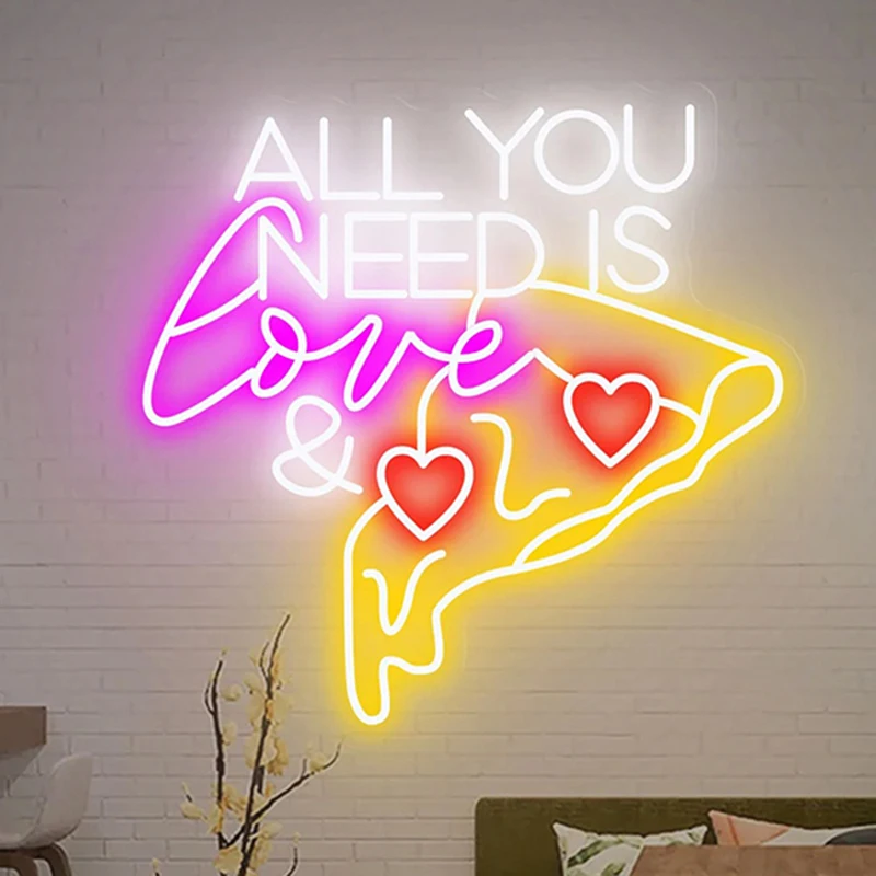 

All You Need Is Love Pizza Custom LED Neon Sign Food Night Light Home Wall Decor Personalized Bar Room Restaurant Welcome Signs