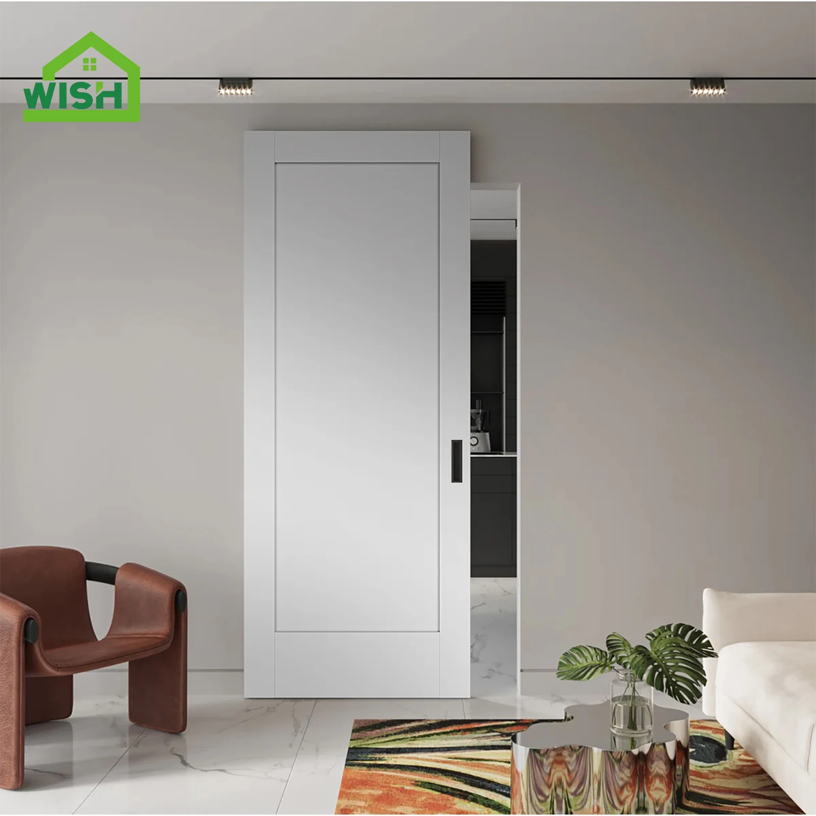 2026 Design Modern Stylish Wood Ghost Door High Quality Hidden Sliding System for Living Room Villa Sliding Interior