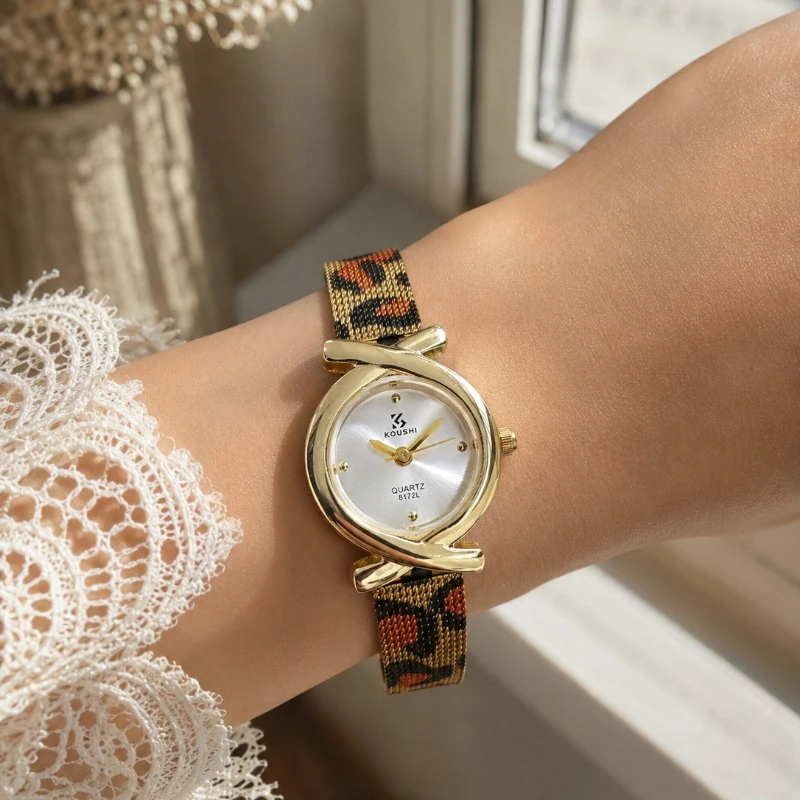 Luxury Brand Woman Watches Vintage Oval Gold Mesh Strap Ladies Quartz Wristwatches Luxury Elegant Female Clock Gift for Girls