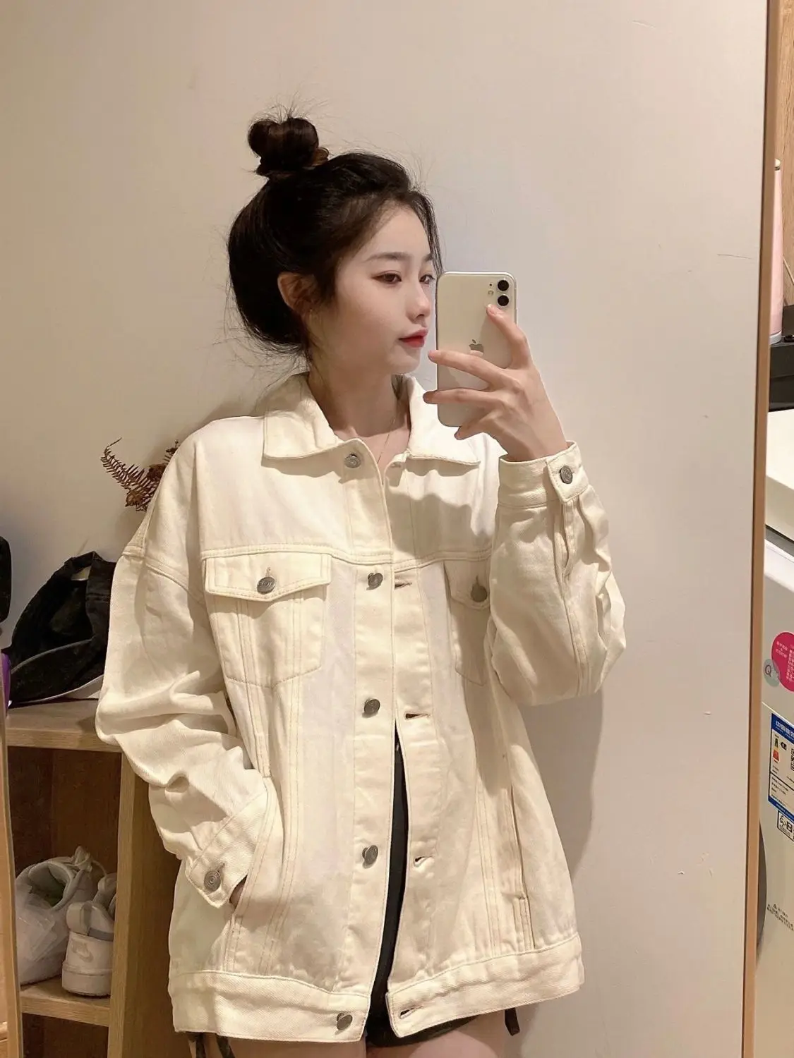 

Водонепроницаемые куртки женская женская одежда Harajuku модная милая пуговица с передним карманом чистый простой базовый стиль с длинным рукавом милые