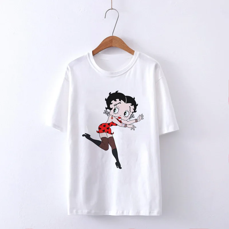 Sexy Girl Printed T-shirt Women Fashion Casual Round Neck Short Sleeve Women's Wear Aesthetic Clothes Summer Polyester Fabric