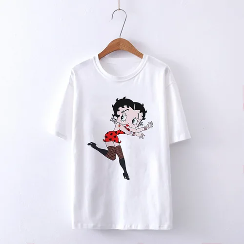 Camiseta con estampado de chica Sexy para mujer, ropa informal de manga corta con cuello redondo, ropa estética, camisetas gráficas