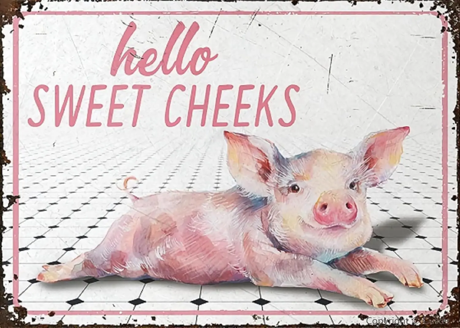 Cusde Hello Sweet Cheeks Pig Funny Bathroom Wall Decor Bathroom Metal Tin Sign Farmhouse Bathroom Sign Decor Toilet Signs12 sign