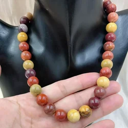 12mm Large Genuine Natural Gems Stone Mookaite Jasper Charm Round Beads Jewelry Short Necklace 17-20inch