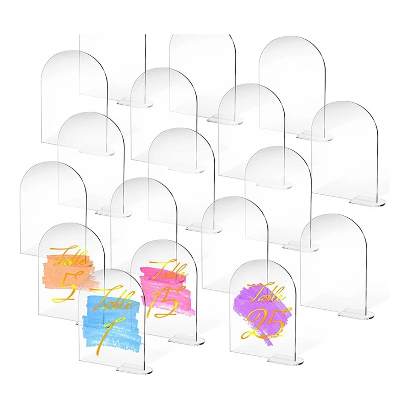 30PCS 4 X 6 Inch Clear Arch Acrylic Sign Blank Arched Round Top Acrylic Sheet With Stand