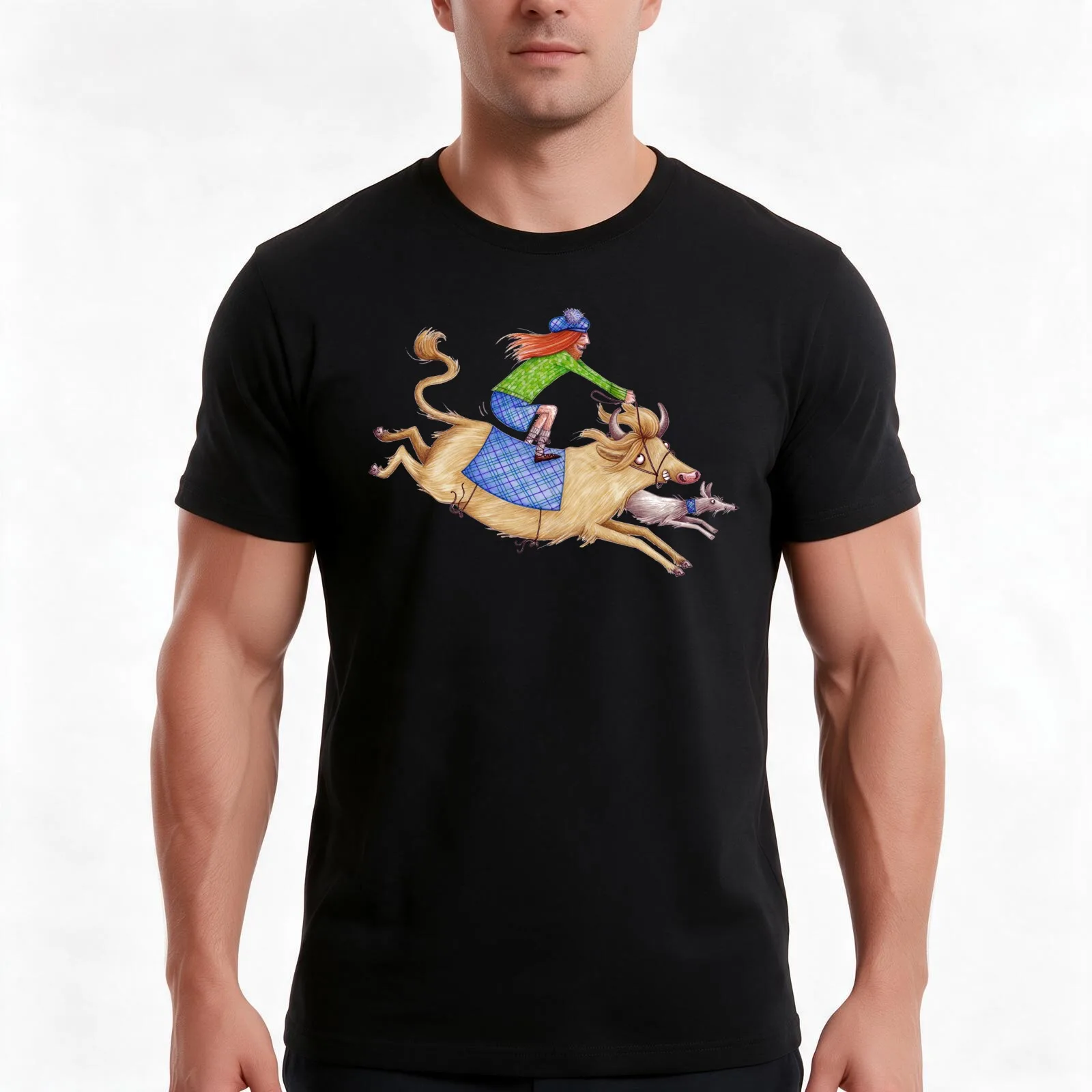 Scotsman - Highland Cattle - Scottish Deerhound - Ride Highland Games Scot T-Shirt, Summer Casual Cotton Tee, Unisex Men Women