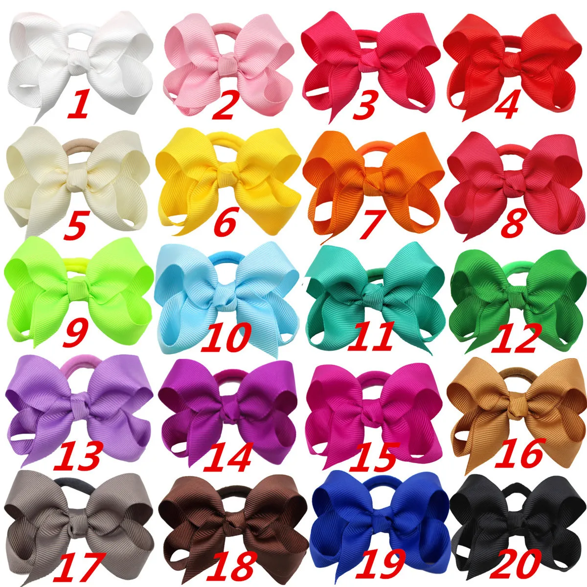 Cute Baby Girls Hair Bows Hair Ties Kids Hair Bands 3inch Bows Ponytail Holder Ties Children Kids Hair Accessories