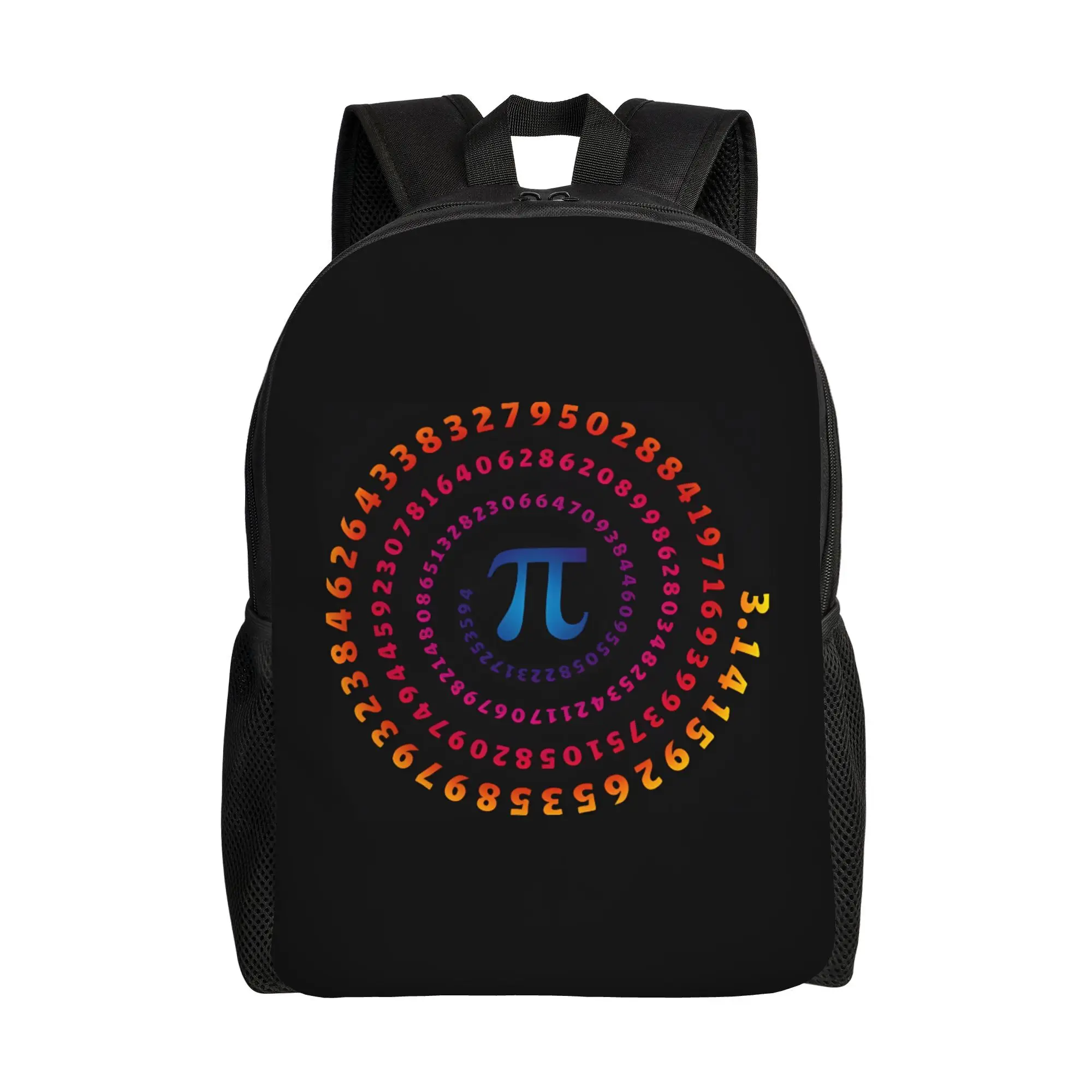 Cool Math Pi Symbol Rainbow Number Circle Travel Daypack Student Boys Girls BookBag School Bag Computer Shoulder Bags