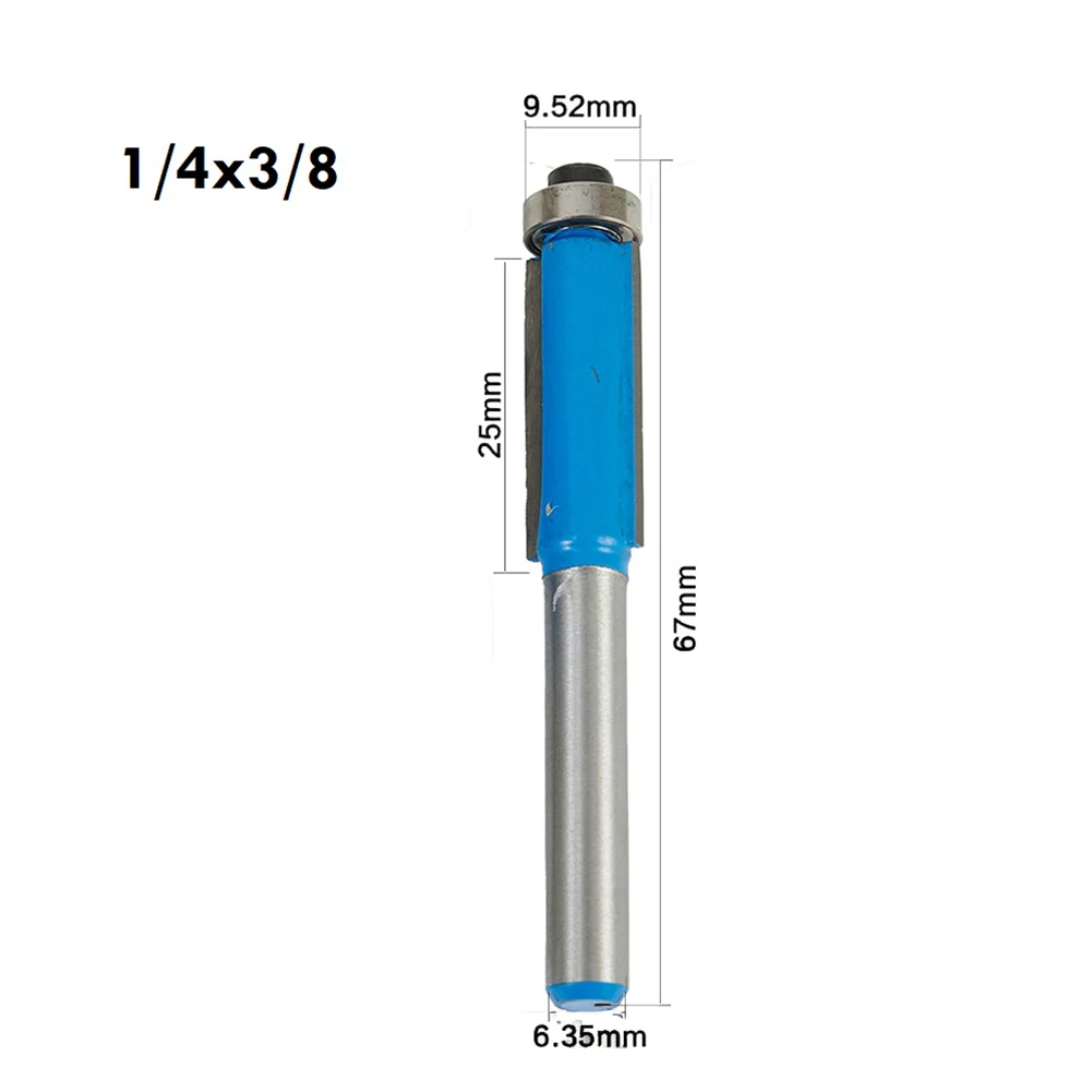 1pc 6.35mm Shank Long Blade Flush Trim Bit Router Bit With Bearing For Wood Template Pattern Bit Milling Cutter Woodworking Tool