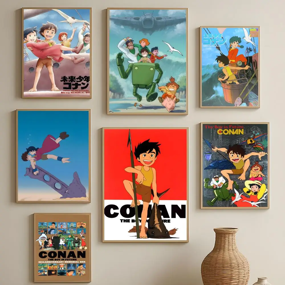 Abenteuer-Anime Future Boy Conan Poster HD Selbstklebend Wasserdicht Wandkunst Einfach Anzubringen Multi-Szenen-Dekoration