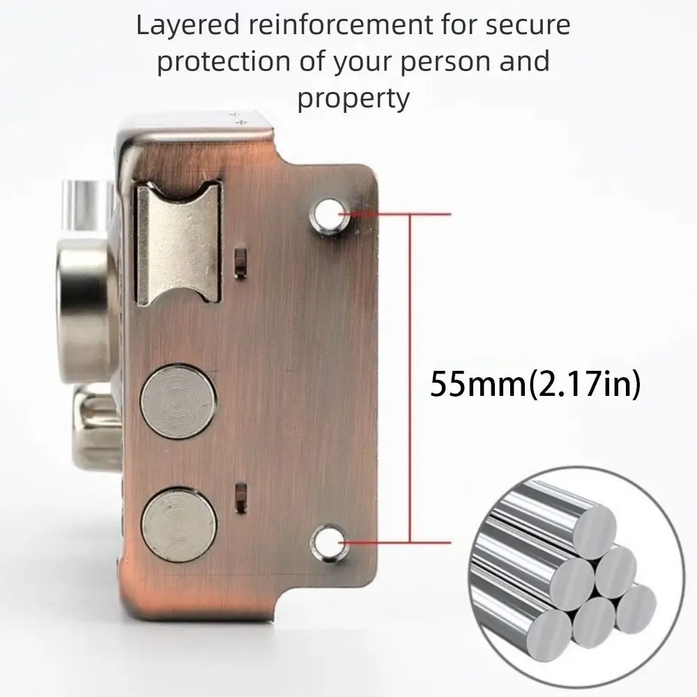 

Stainless Steel Exterior Door Lock Copper Hook High Strength Steel Anti-theft Door Lock Dead Bolt Multiple Insurance