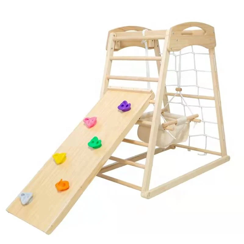 Montessori Triangle Frame Indoor Playground Gym Frame Climbing Frame Wooden Climbing Triangle With Ramp Toddler Gym