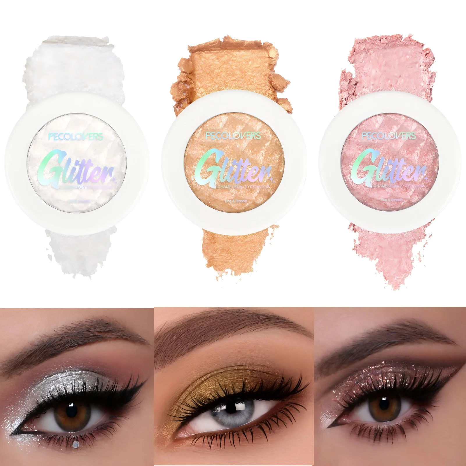 1 個のパーリーグリッターアイシャドウパレット、光沢のある明るいアイシャドウメイクアップ、マッシュポテトテクスチャーシャドウスムーズに適用